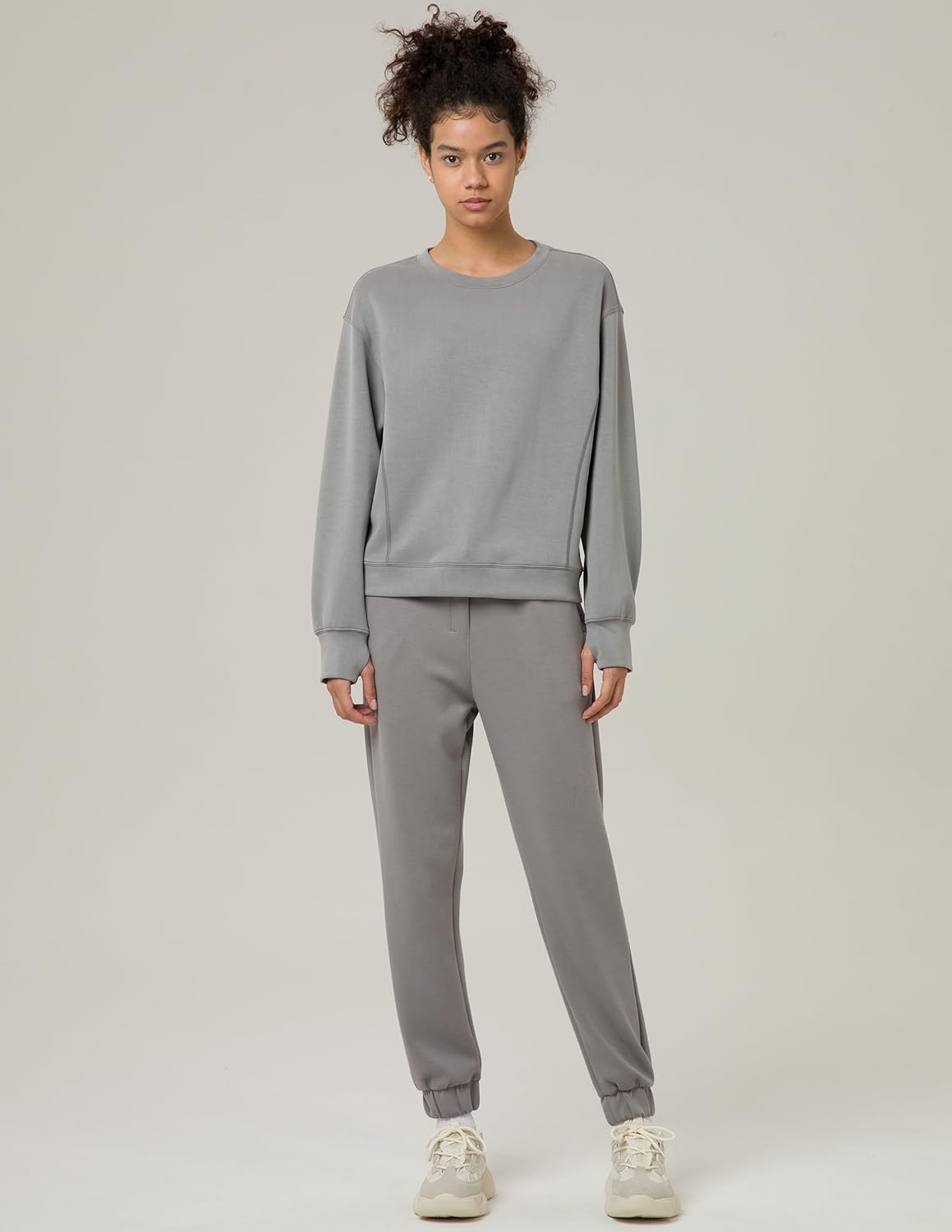 image:imageColorfulkoala Womens Long Sleeve Athletic Sweatshirt Crewneck Velvra Modal Pullover TopsCharcoal Grey