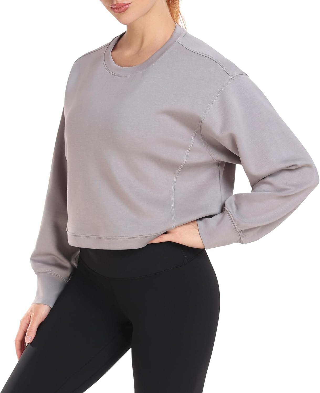 image:imageColorfulkoala Womens Long Sleeve Athletic Sweatshirt Crewneck Velvra Modal Pullover TopsCharcoal Grey