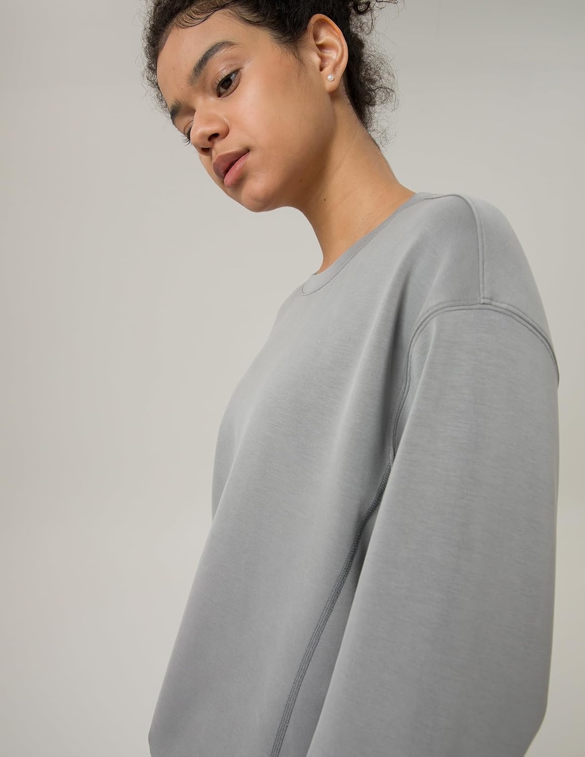 image:imageColorfulkoala Womens Long Sleeve Athletic Sweatshirt Crewneck Velvra Modal Pullover TopsCharcoal Grey