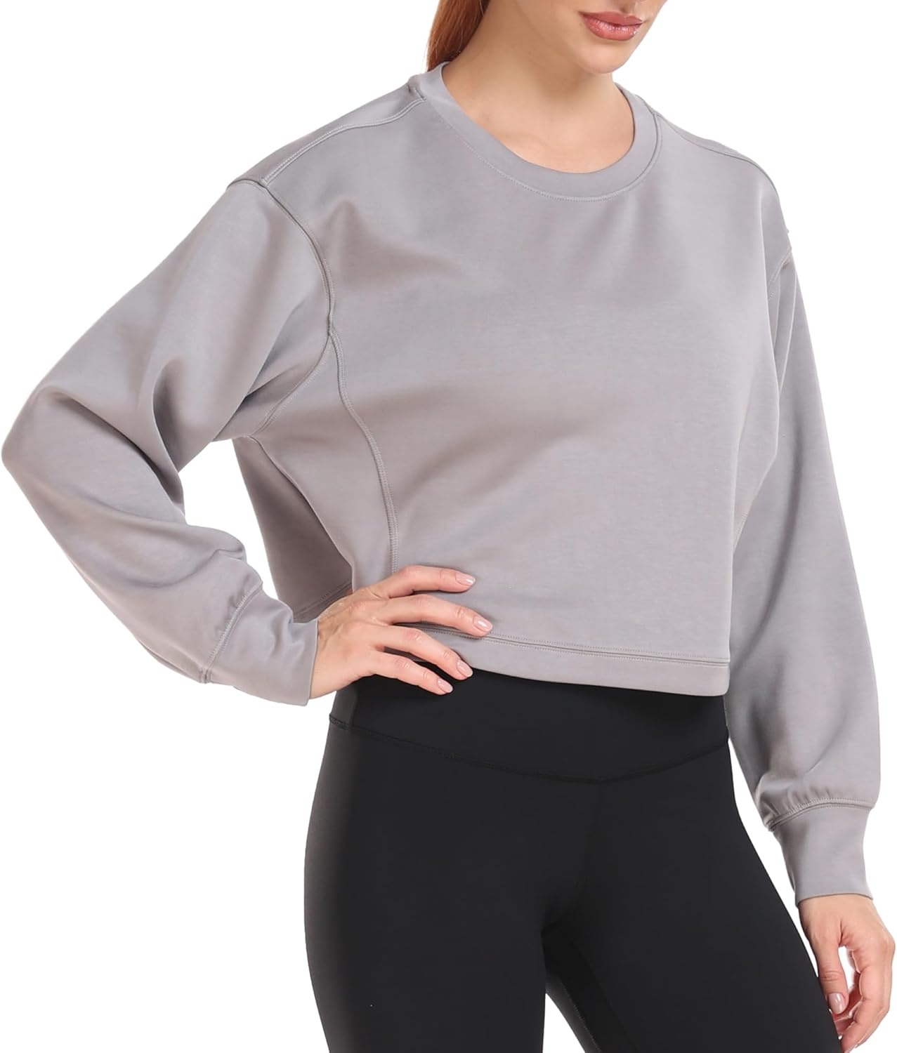 image:imageColorfulkoala Womens Long Sleeve Athletic Sweatshirt Crewneck Velvra Modal Pullover TopsCharcoal Grey