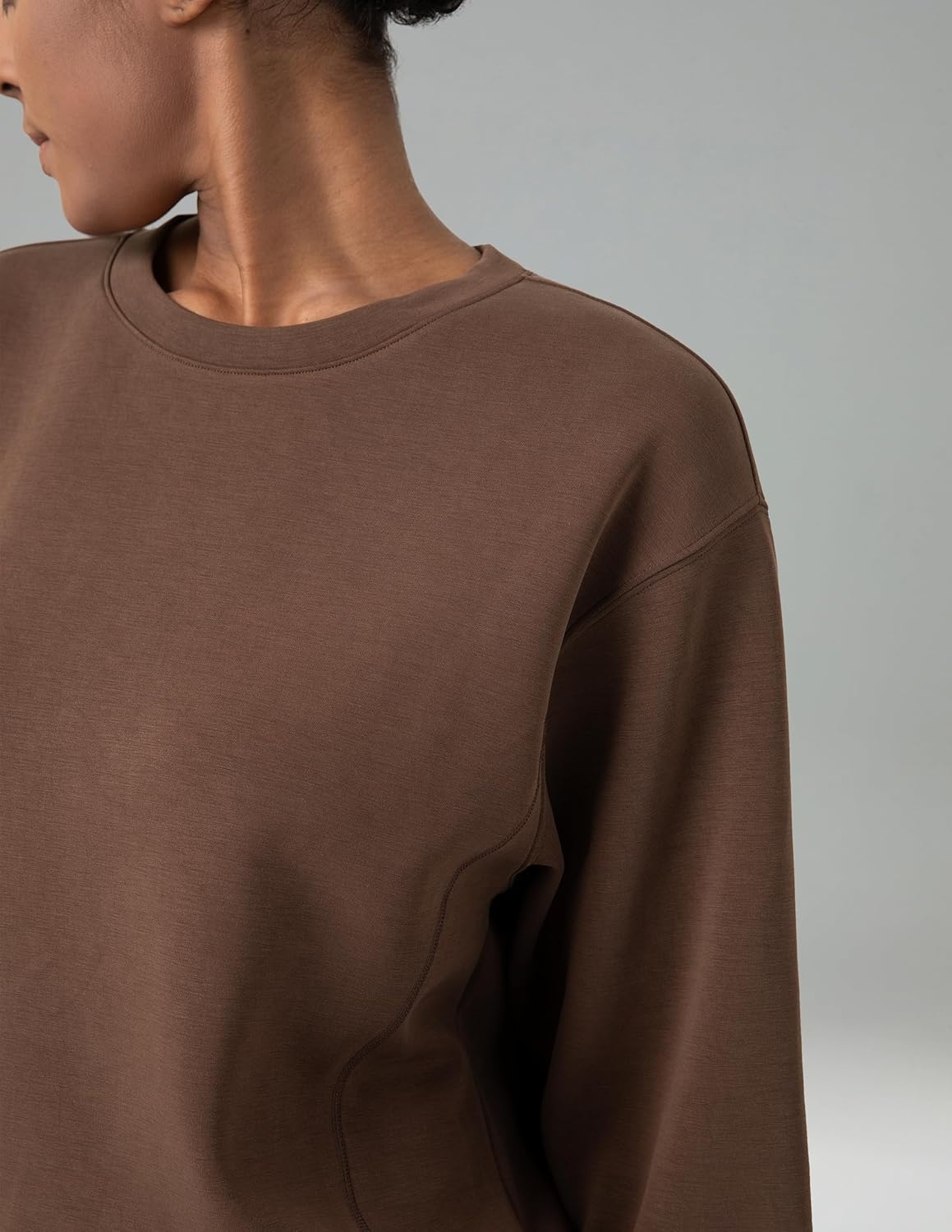 image:imageColorfulkoala Womens Long Sleeve Athletic Sweatshirt Crewneck Velvra Modal Pullover TopsCocoa
