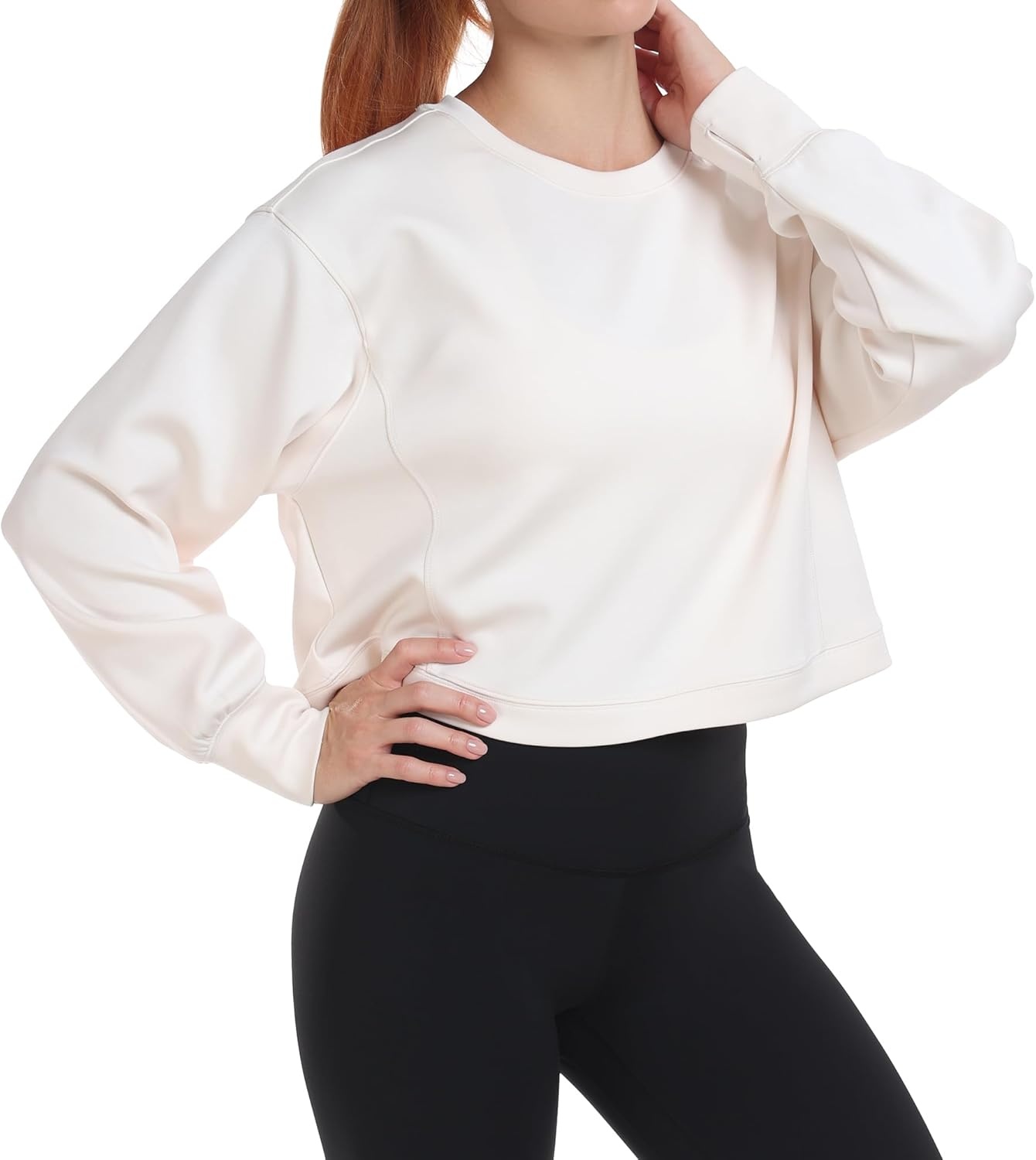 image:imageColorfulkoala Womens Long Sleeve Athletic Sweatshirt Crewneck Velvra Modal Pullover TopsIvory