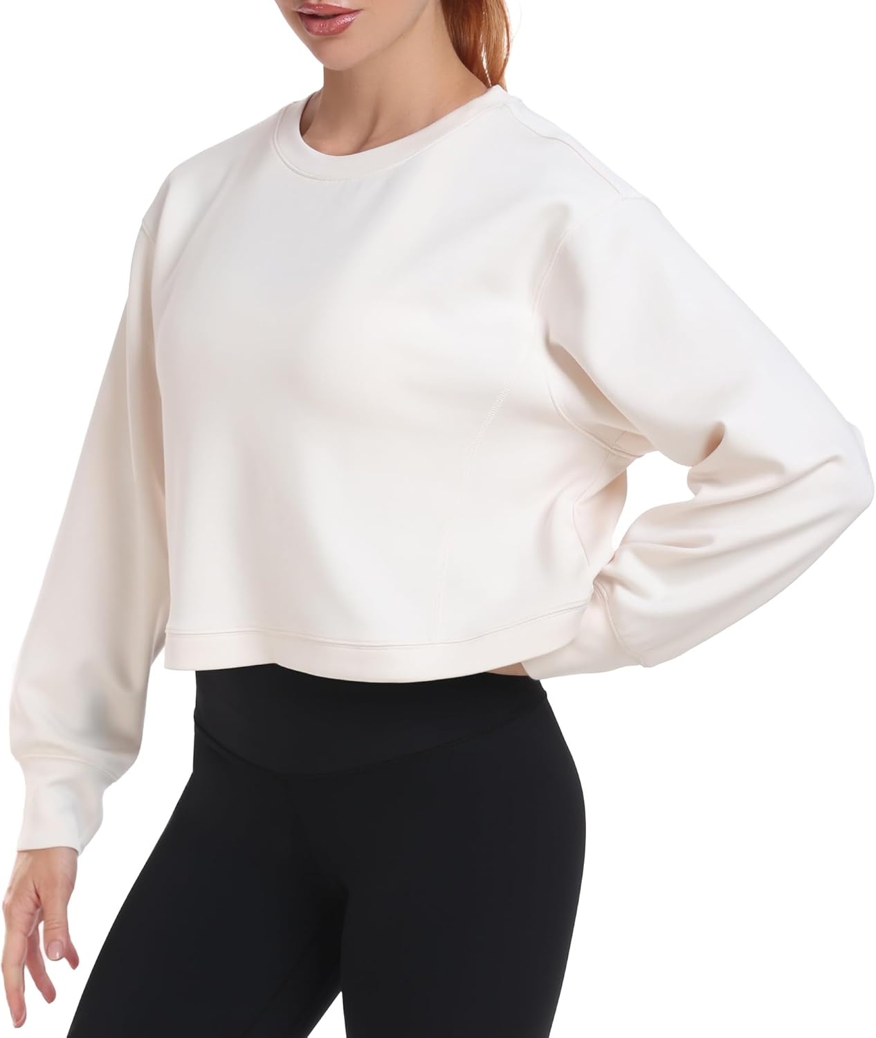 image:imageColorfulkoala Womens Long Sleeve Athletic Sweatshirt Crewneck Velvra Modal Pullover TopsIvory