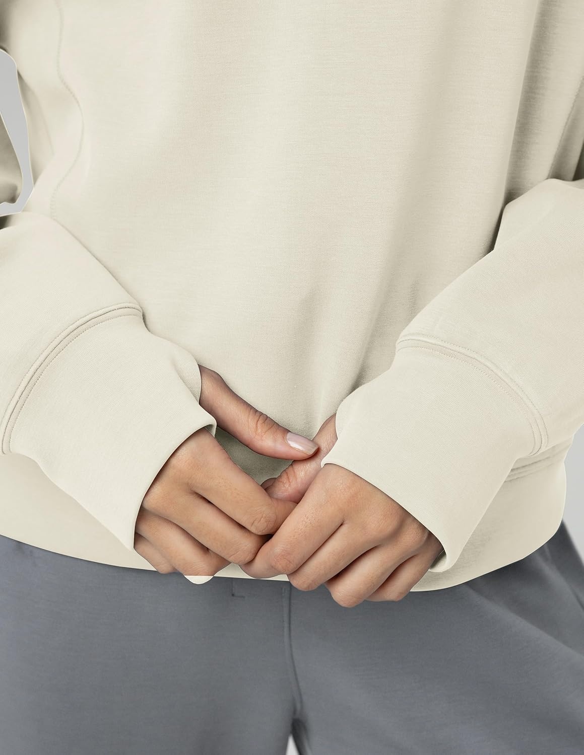 image:imageColorfulkoala Womens Long Sleeve Athletic Sweatshirt Crewneck Velvra Modal Pullover TopsIvory