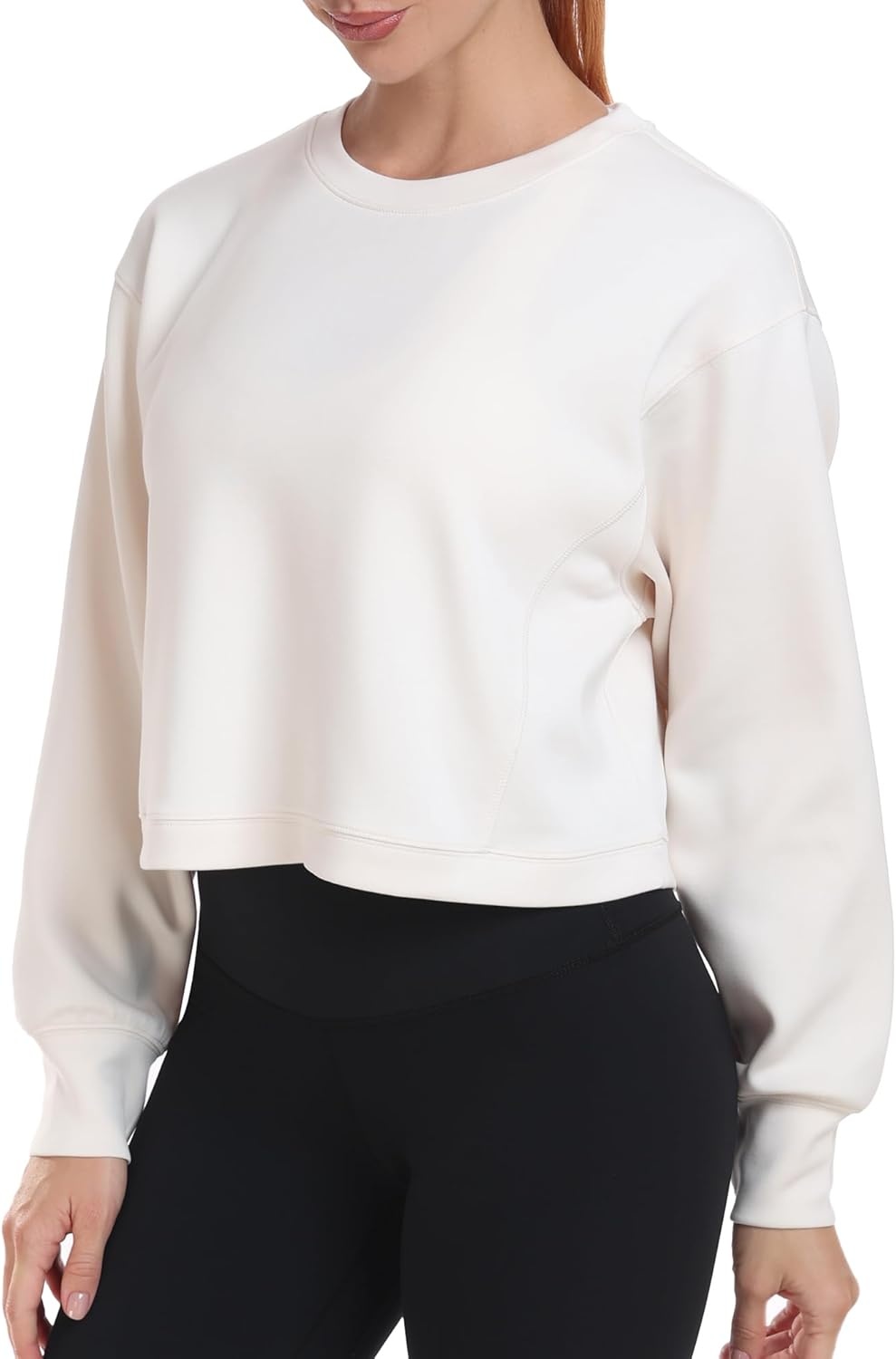 image:imageColorfulkoala Womens Long Sleeve Athletic Sweatshirt Crewneck Velvra Modal Pullover TopsIvory