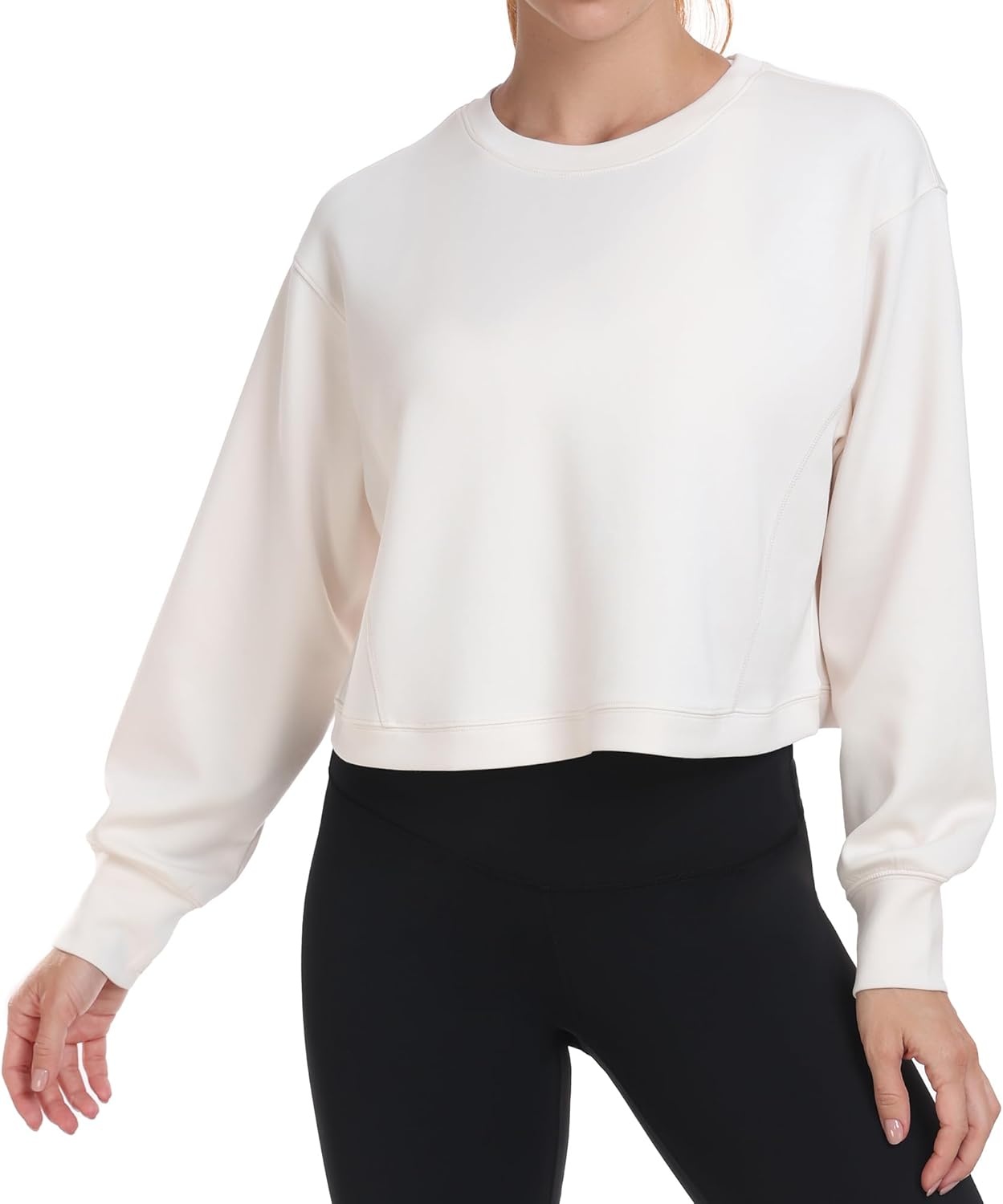 image:imageColorfulkoala Womens Long Sleeve Athletic Sweatshirt Crewneck Velvra Modal Pullover TopsIvory