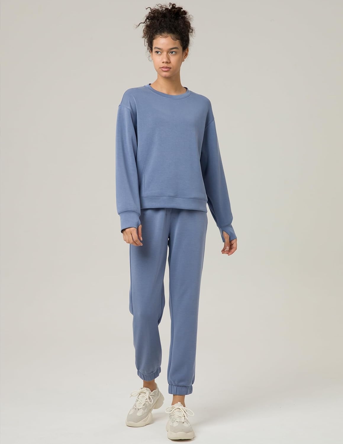 image:imageColorfulkoala Womens Long Sleeve Athletic Sweatshirt Crewneck Velvra Modal Pullover TopsNiagara Blue