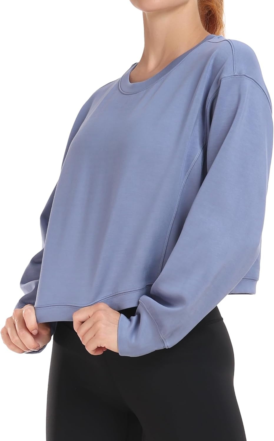 image:imageColorfulkoala Womens Long Sleeve Athletic Sweatshirt Crewneck Velvra Modal Pullover TopsNiagara Blue