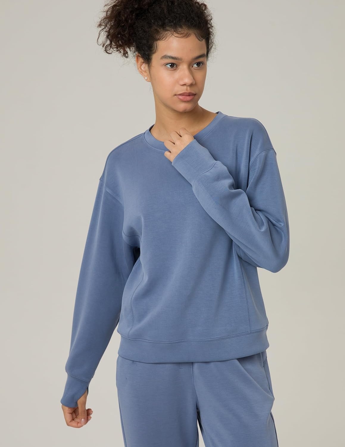 image:imageColorfulkoala Womens Long Sleeve Athletic Sweatshirt Crewneck Velvra Modal Pullover TopsNiagara Blue