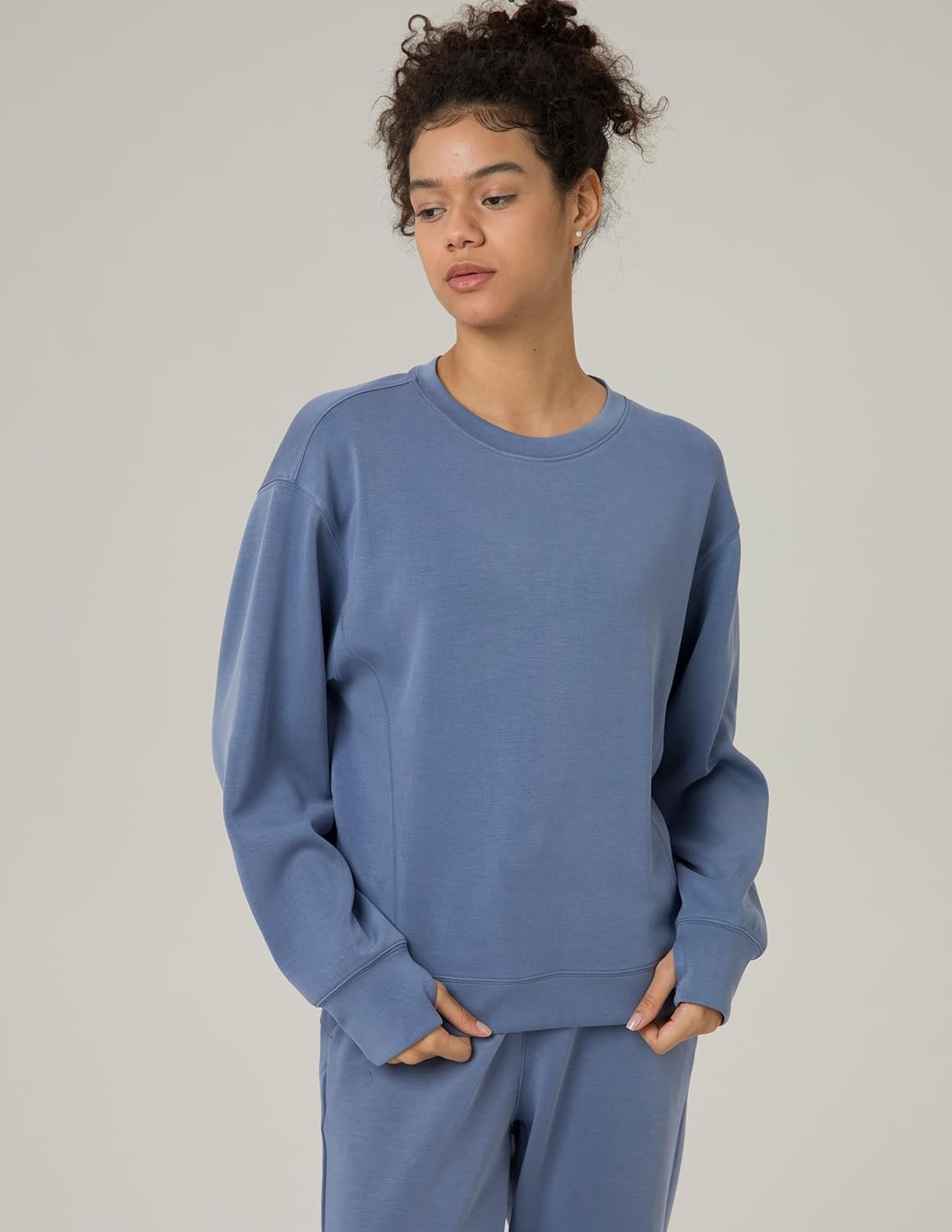 image:imageColorfulkoala Womens Long Sleeve Athletic Sweatshirt Crewneck Velvra Modal Pullover TopsNiagara Blue