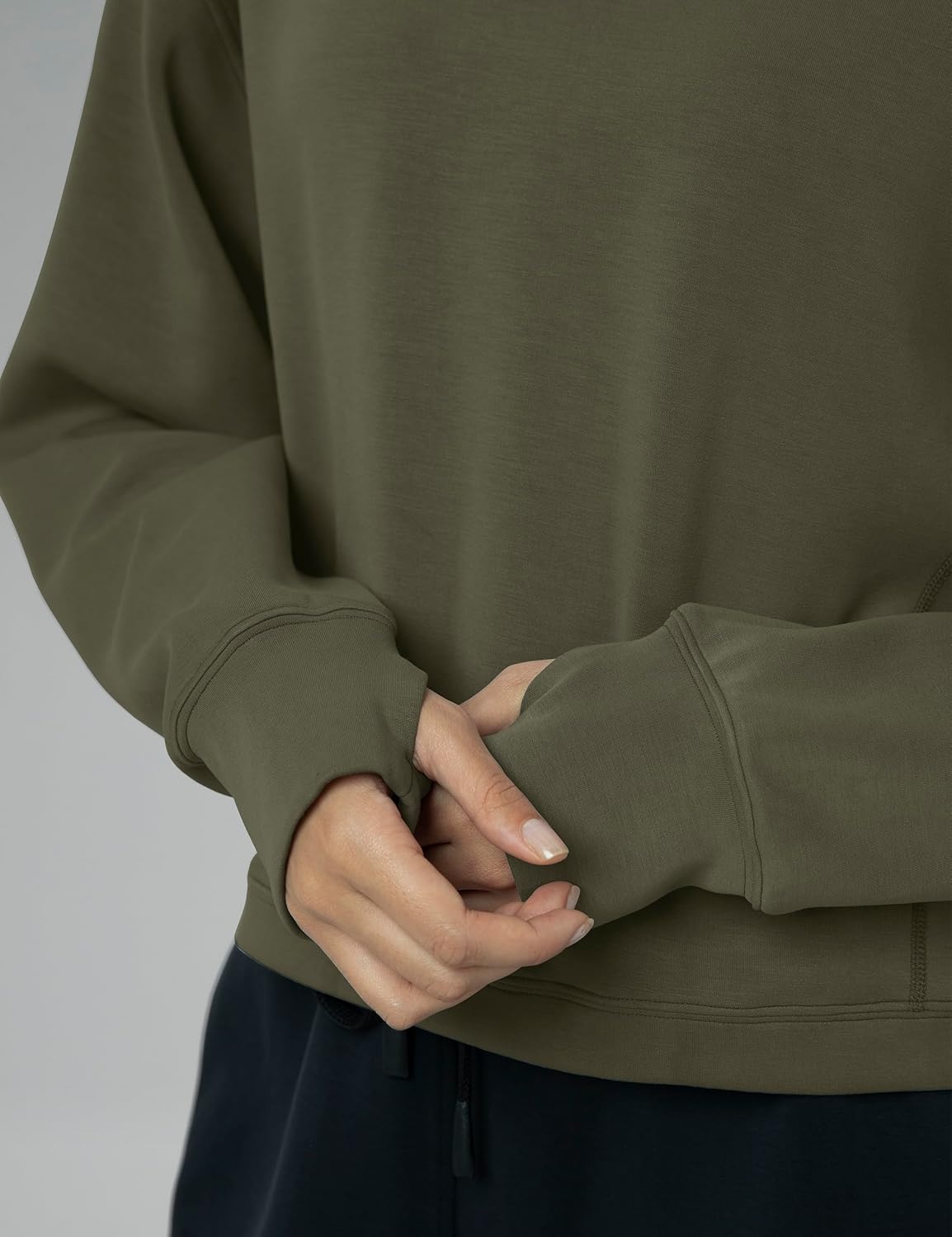 image:imageColorfulkoala Womens Long Sleeve Athletic Sweatshirt Crewneck Velvra Modal Pullover TopsOlive