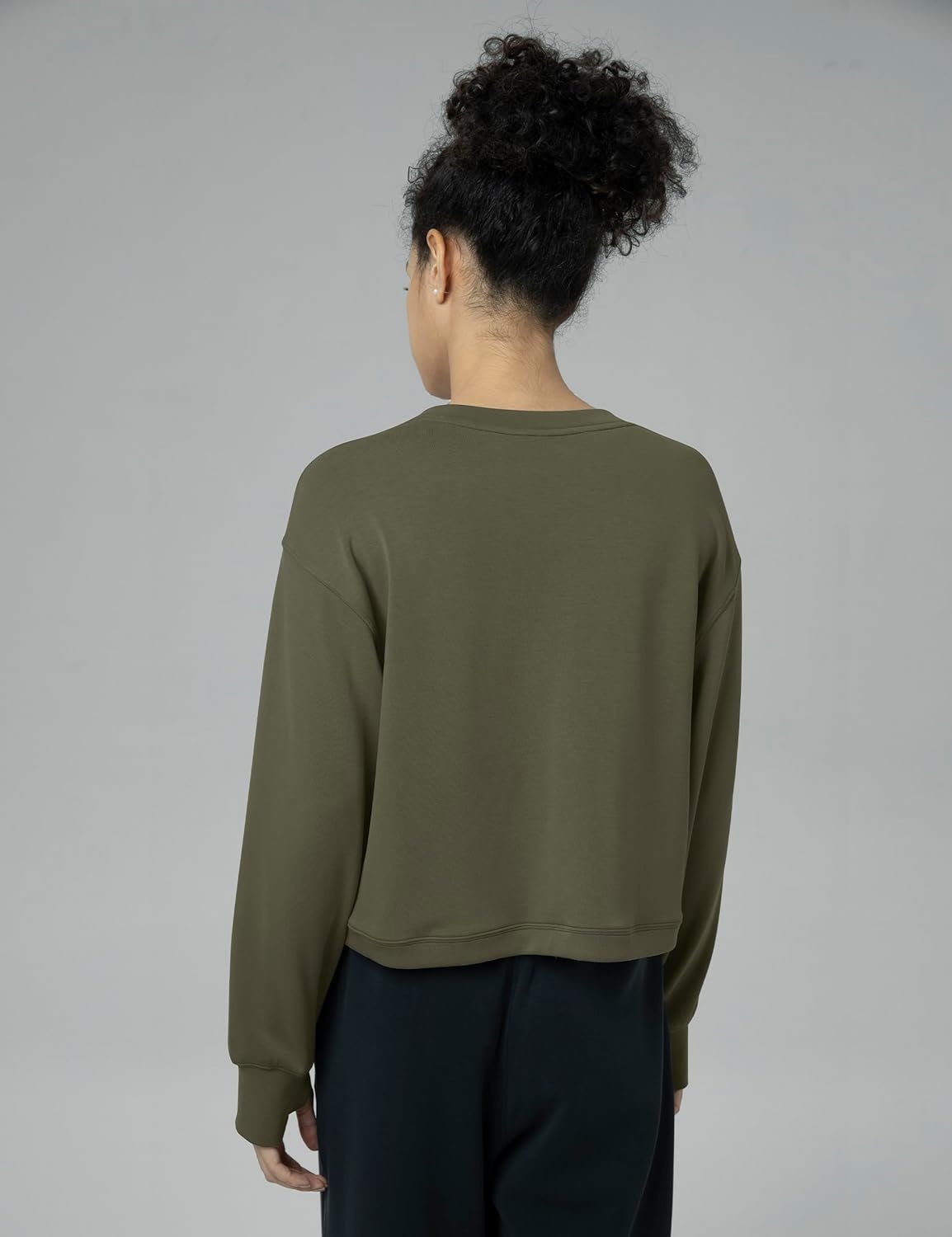 image:imageColorfulkoala Womens Long Sleeve Athletic Sweatshirt Crewneck Velvra Modal Pullover TopsOlive