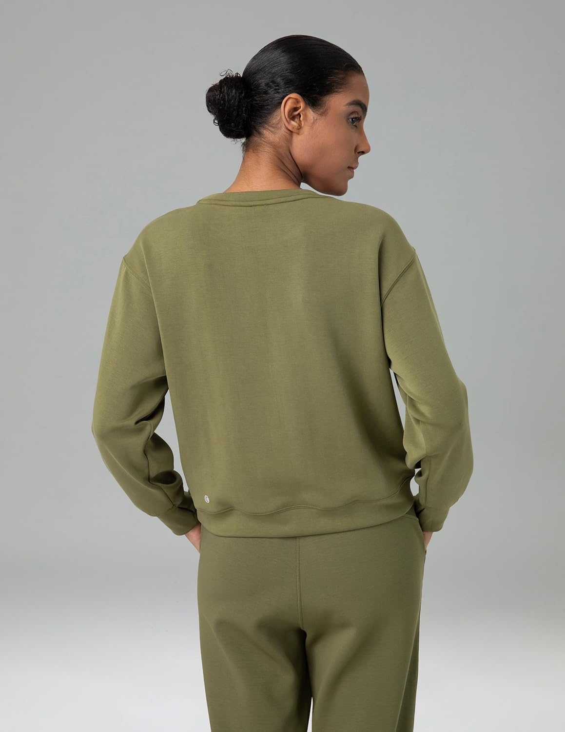 image:imageColorfulkoala Womens Long Sleeve Athletic Sweatshirt Crewneck Velvra Modal Pullover TopsOlive