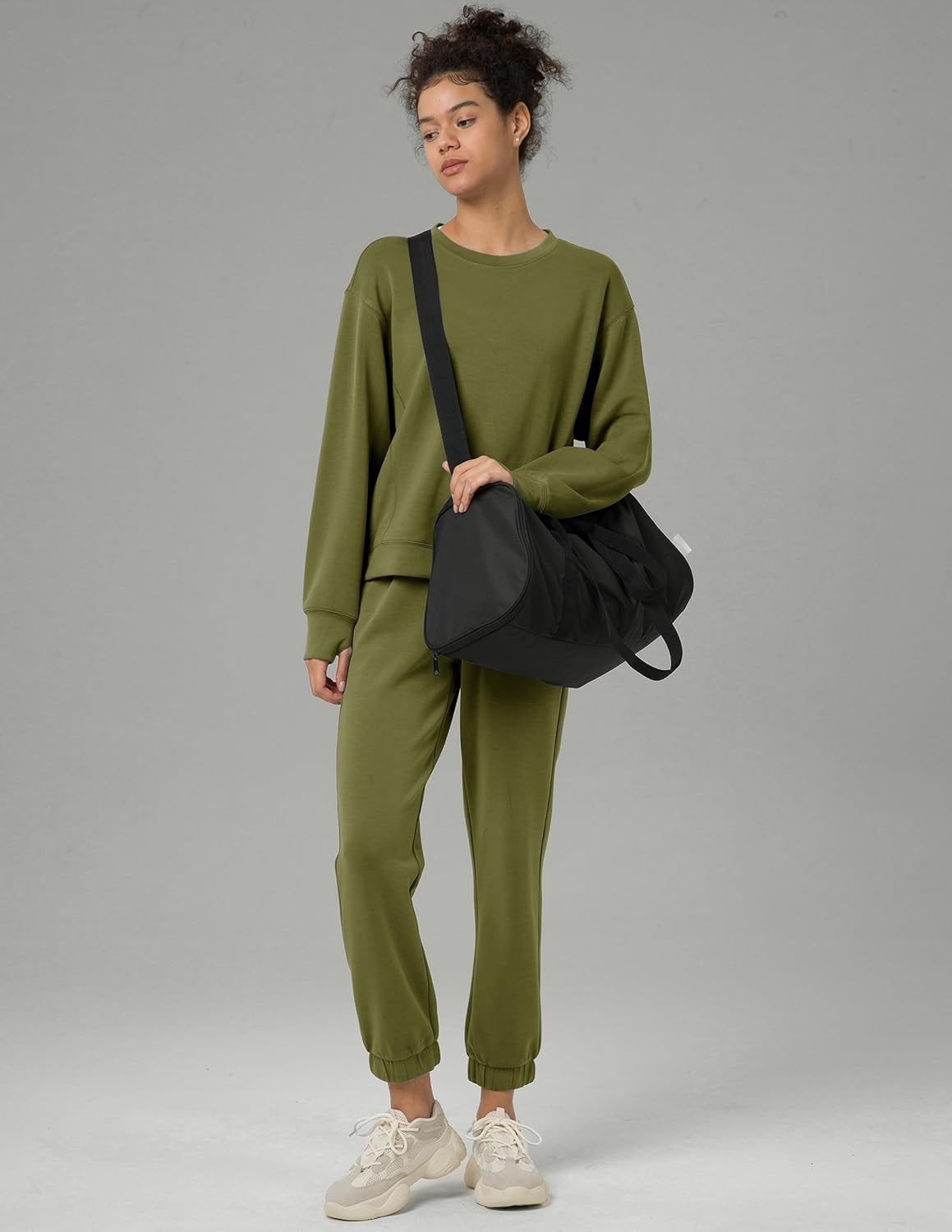 image:imageColorfulkoala Womens Long Sleeve Athletic Sweatshirt Crewneck Velvra Modal Pullover TopsOlive Green