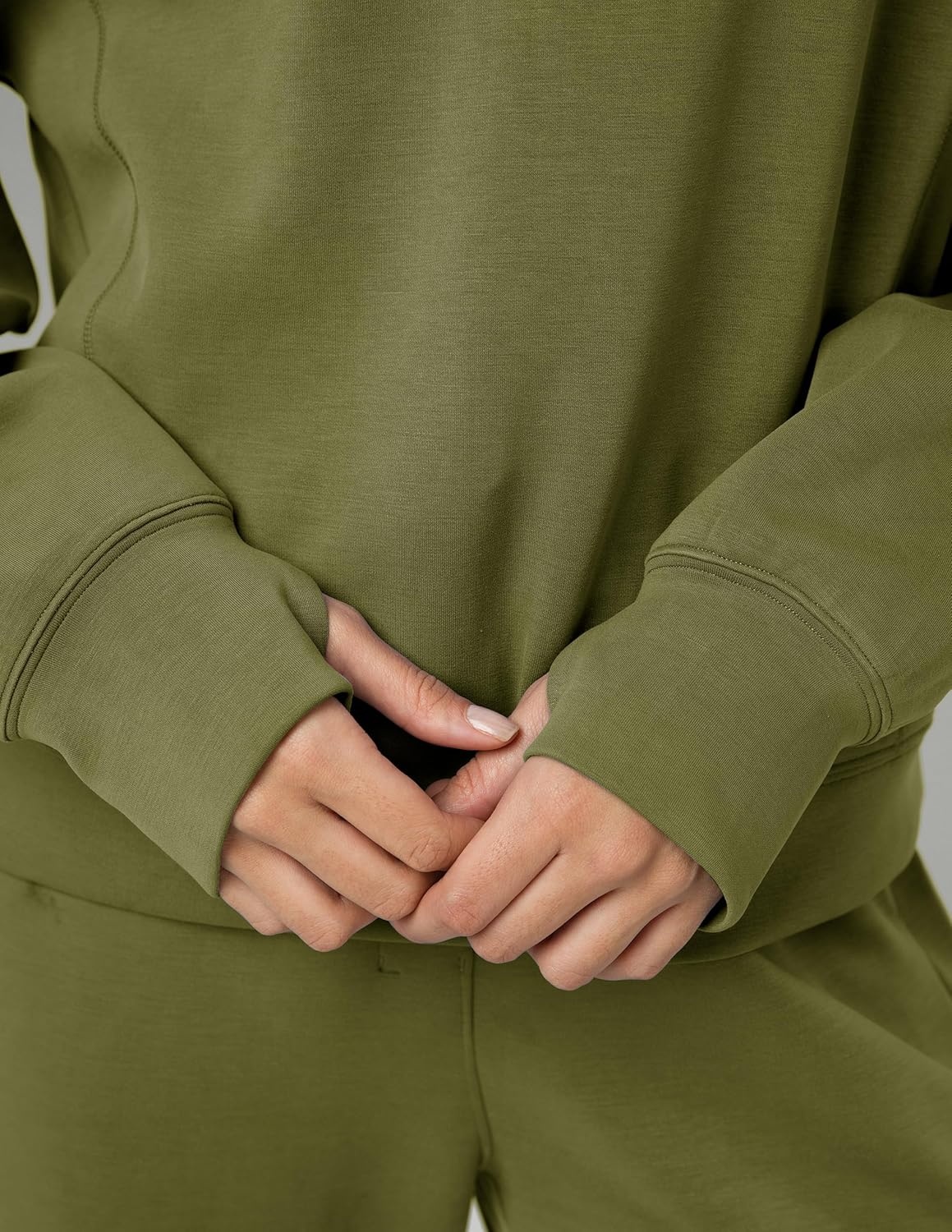 image:imageColorfulkoala Womens Long Sleeve Athletic Sweatshirt Crewneck Velvra Modal Pullover TopsOlive Green