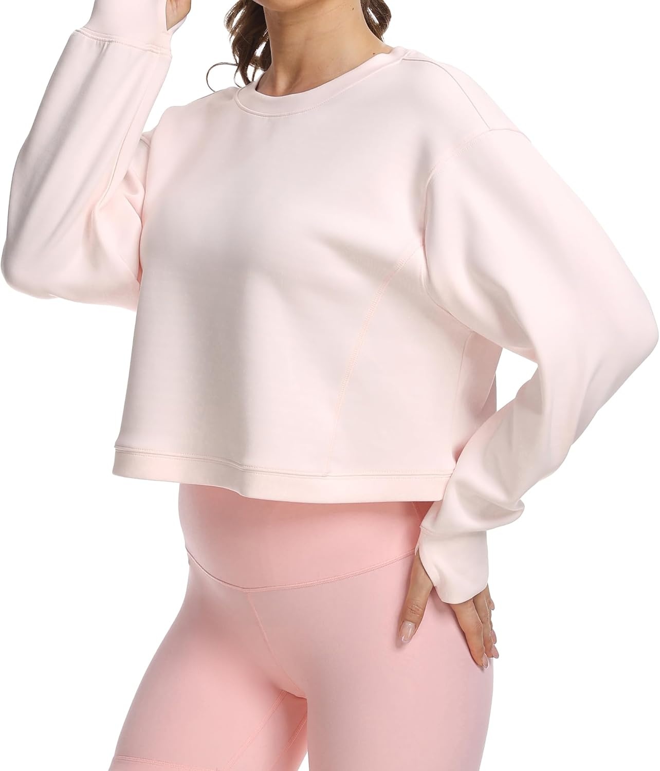 image:imageColorfulkoala Womens Long Sleeve Athletic Sweatshirt Crewneck Velvra Modal Pullover TopsPink Sude