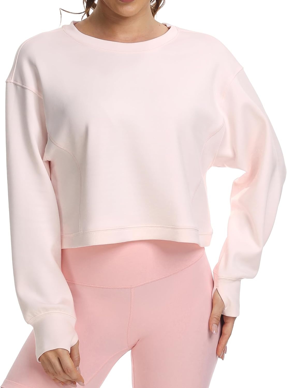 image:imageColorfulkoala Womens Long Sleeve Athletic Sweatshirt Crewneck Velvra Modal Pullover TopsPink Sude