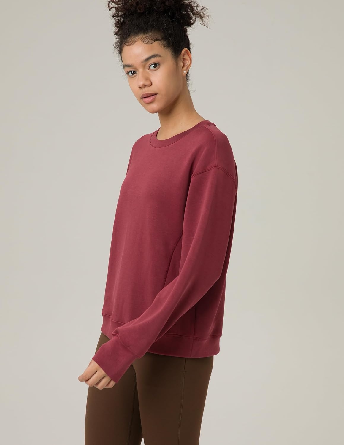 image:imageColorfulkoala Womens Long Sleeve Athletic Sweatshirt Crewneck Velvra Modal Pullover TopsWine Red