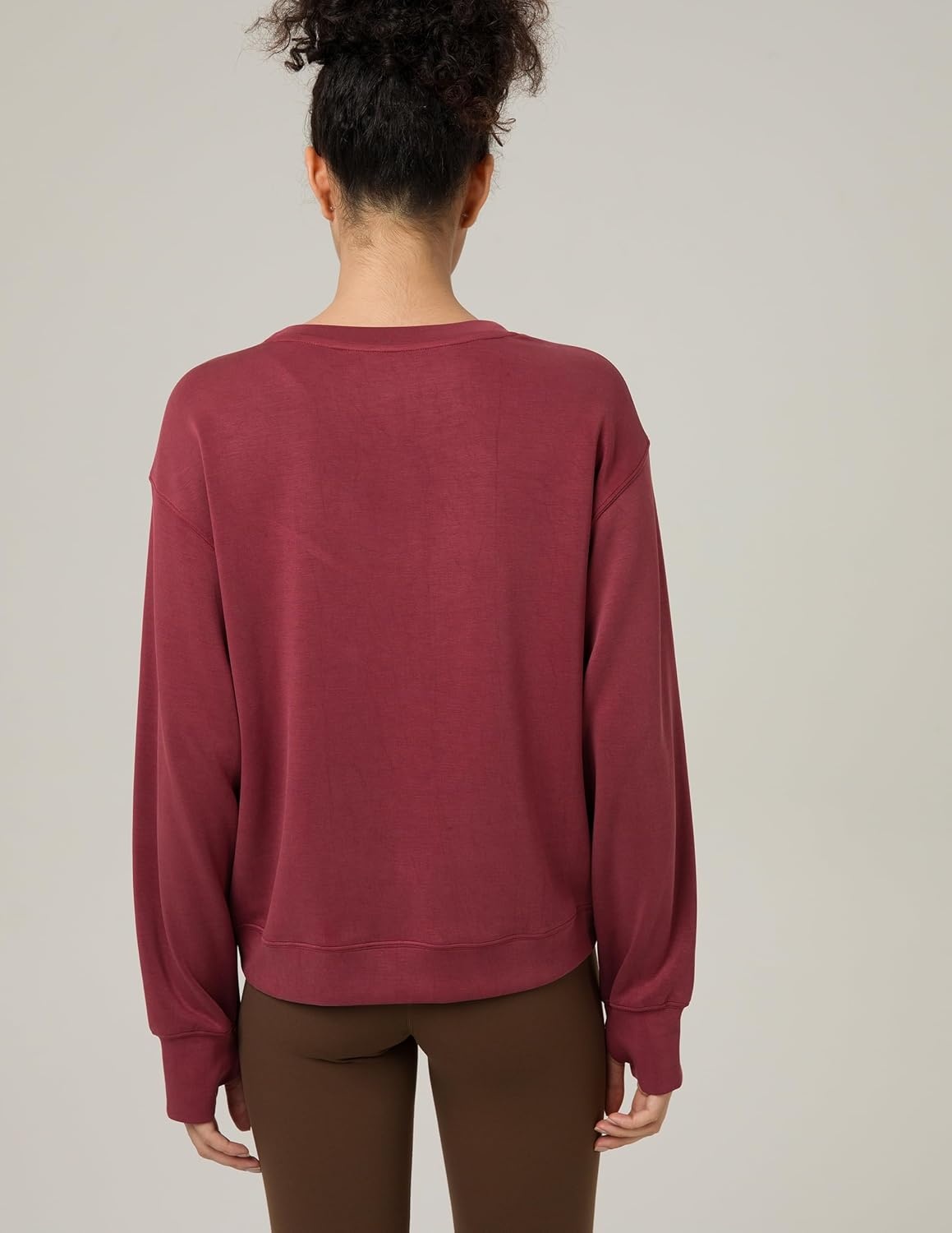 image:imageColorfulkoala Womens Long Sleeve Athletic Sweatshirt Crewneck Velvra Modal Pullover TopsWine Red