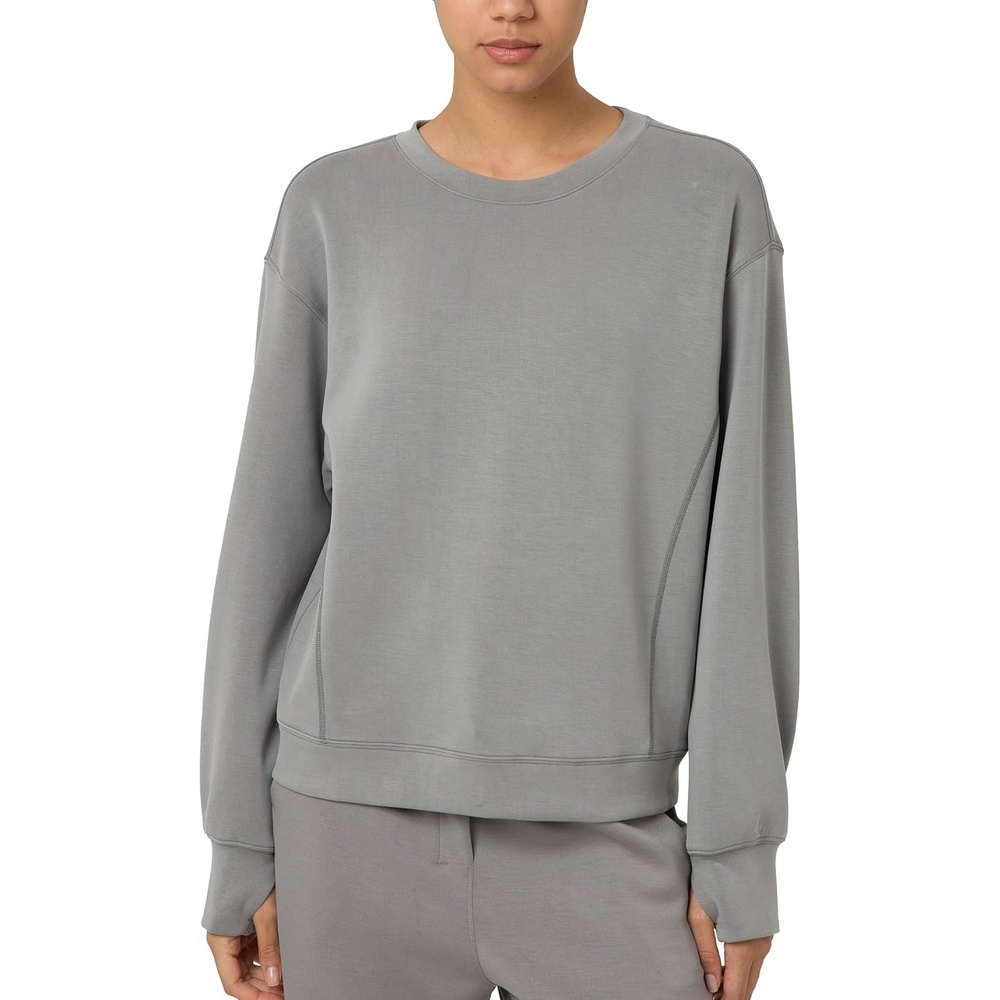 image:imageColorfulkoala Womens Long Sleeve Athletic Sweatshirt Crewneck Velvra Modal Pullover TopsCharcoal Grey