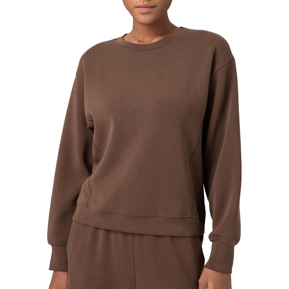 image:imageColorfulkoala Womens Long Sleeve Athletic Sweatshirt Crewneck Velvra Modal Pullover TopsCocoa