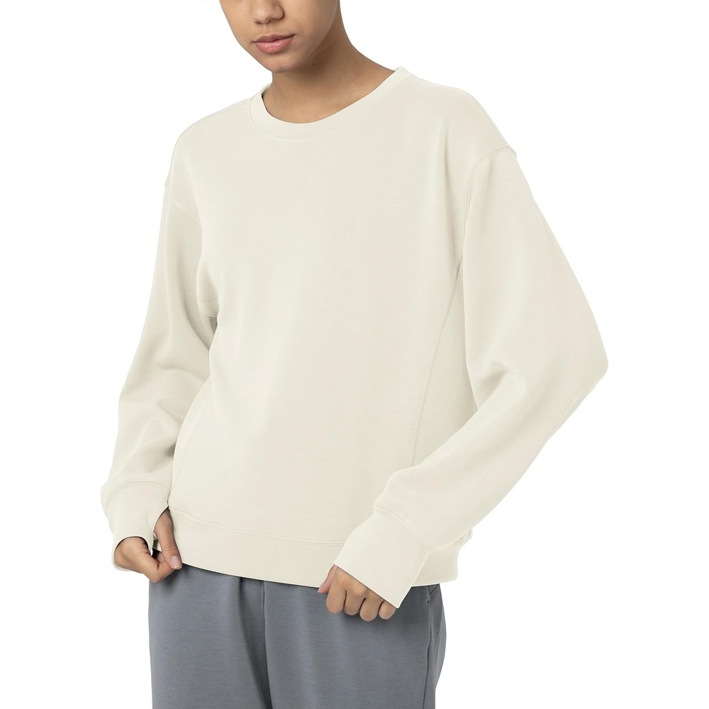 image:imageColorfulkoala Womens Long Sleeve Athletic Sweatshirt Crewneck Velvra Modal Pullover TopsIvory