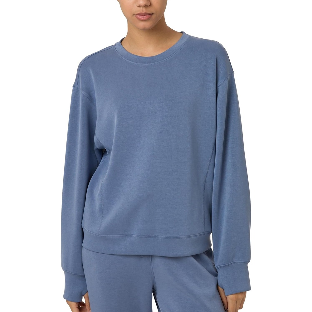 image:imageColorfulkoala Womens Long Sleeve Athletic Sweatshirt Crewneck Velvra Modal Pullover TopsNiagara Blue