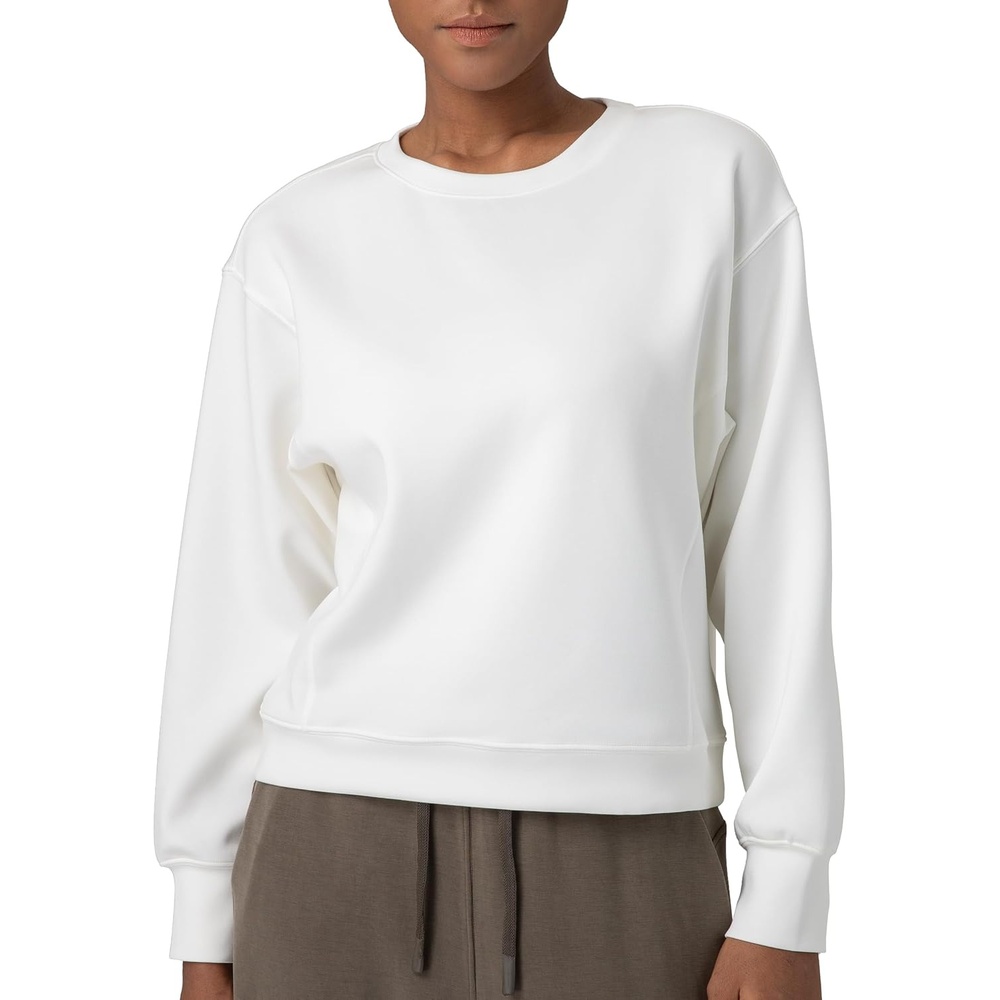 image:imageColorfulkoala Womens Long Sleeve Athletic Sweatshirt Crewneck Velvra Modal Pullover TopsWhite