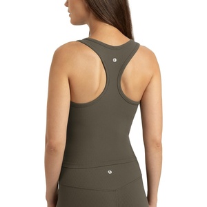 image:imageColorfulkoala Womens Dreamlux Ribbed Racerback Workout Tank Tops with Builtin Shelf Bra Padded Yoga Camisole