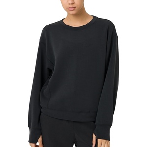 image:imageColorfulkoala Womens Long Sleeve Athletic Sweatshirt Crewneck Velvra Modal Pullover TopsBlack