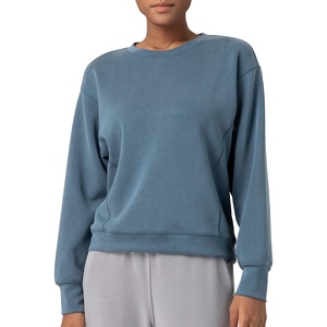 image:imageColorfulkoala Womens Long Sleeve Athletic Sweatshirt Crewneck Velvra Modal Pullover TopsDark Jasper