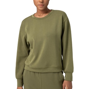 image:imageColorfulkoala Womens Long Sleeve Athletic Sweatshirt Crewneck Velvra Modal Pullover TopsOlive