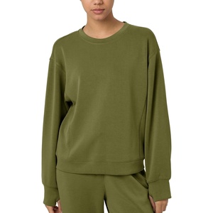 image:imageColorfulkoala Womens Long Sleeve Athletic Sweatshirt Crewneck Velvra Modal Pullover TopsOlive Green