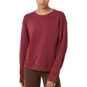image:imageColorfulkoala Womens Long Sleeve Athletic Sweatshirt Crewneck Velvra Modal Pullover TopsWine Red