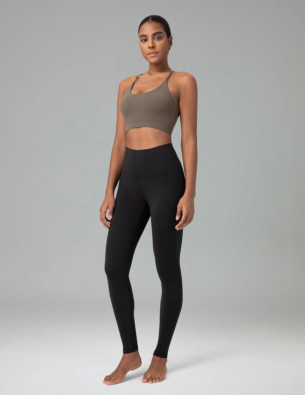 image:imageColorfulkoala Womens Dreamlux High Waisted Workout Leggings 25 28 Inseam Yoga Pants with PocketsBlack