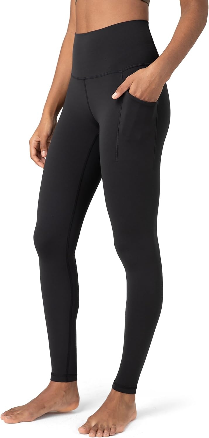 image:imageColorfulkoala Womens Dreamlux High Waisted Workout Leggings 25 28 Inseam Yoga Pants with PocketsBlack