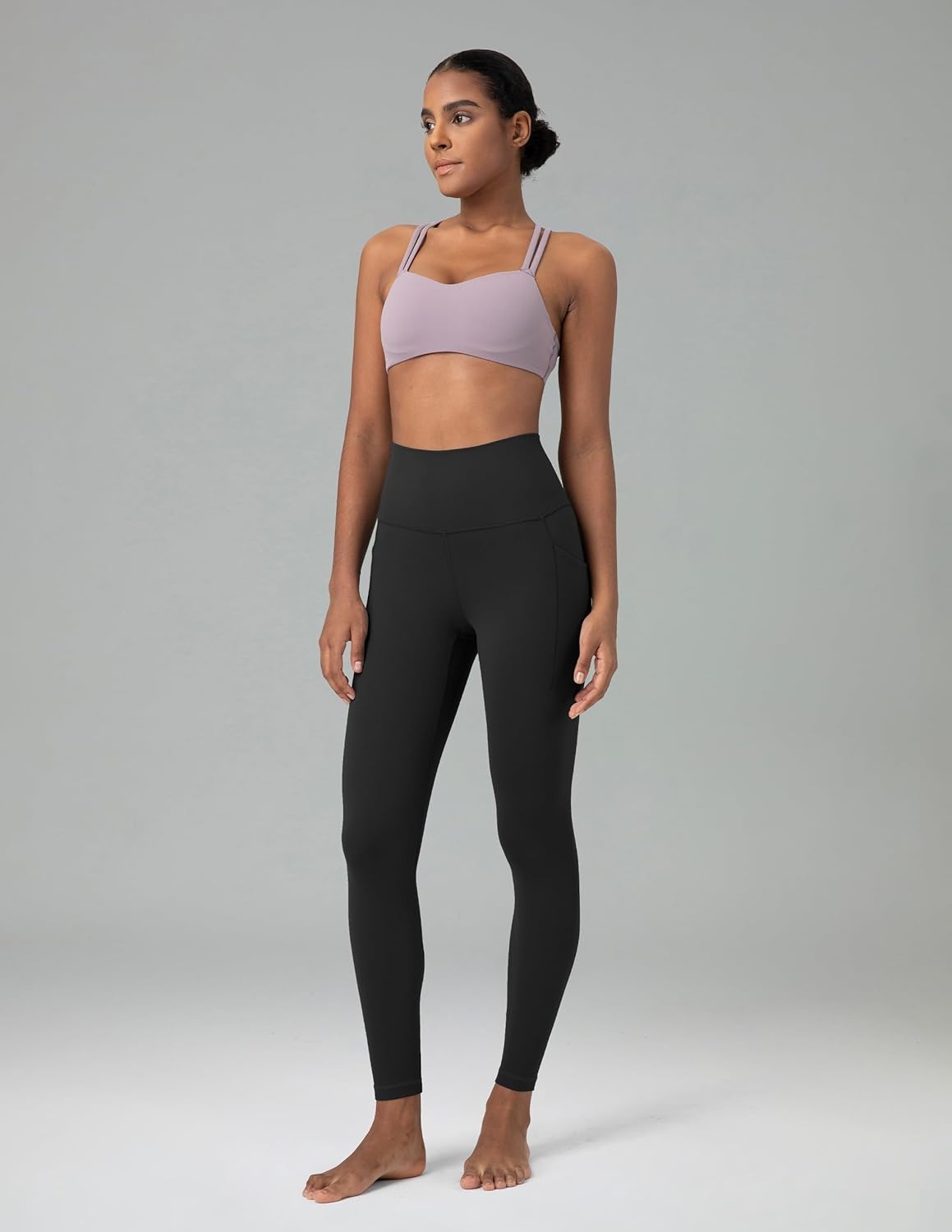 image:imageColorfulkoala Womens Dreamlux High Waisted Workout Leggings 25 28 Inseam Yoga Pants with PocketsBlack