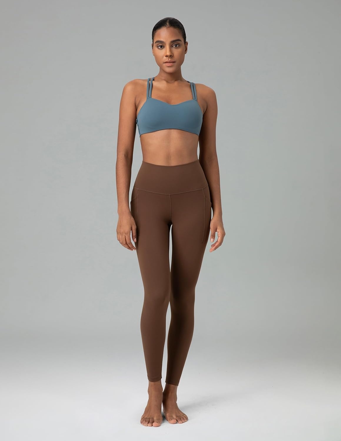 image:imageColorfulkoala Womens Dreamlux High Waisted Workout Leggings 25 28 Inseam Yoga Pants with PocketsCocoa