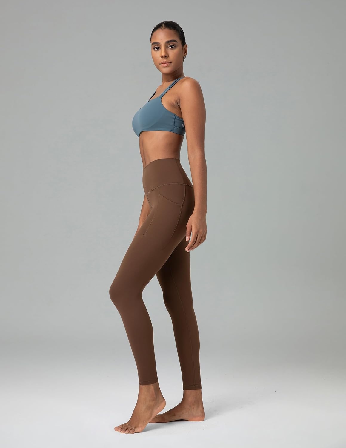 image:imageColorfulkoala Womens Dreamlux High Waisted Workout Leggings 25 28 Inseam Yoga Pants with PocketsCocoa