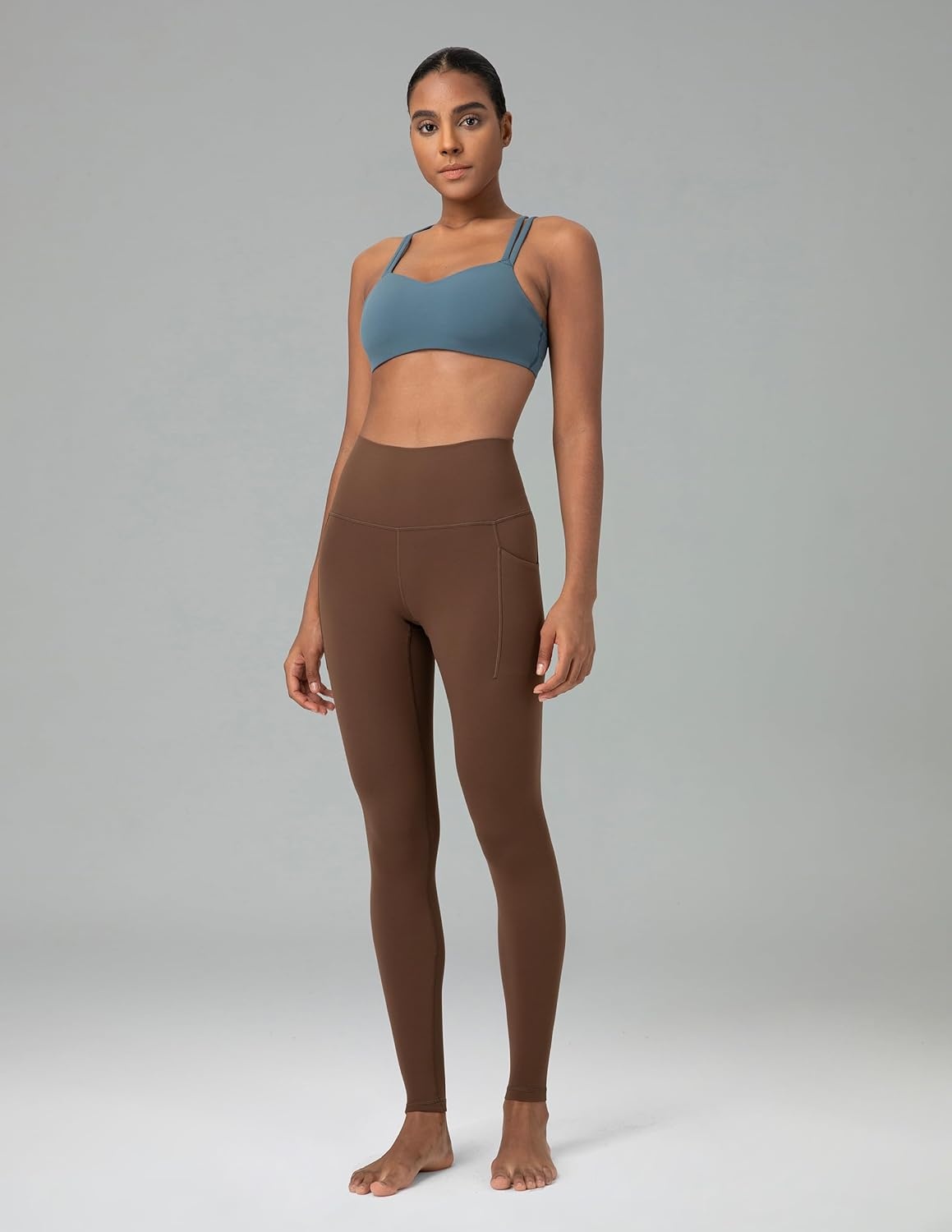 image:imageColorfulkoala Womens Dreamlux High Waisted Workout Leggings 25 28 Inseam Yoga Pants with PocketsCocoa