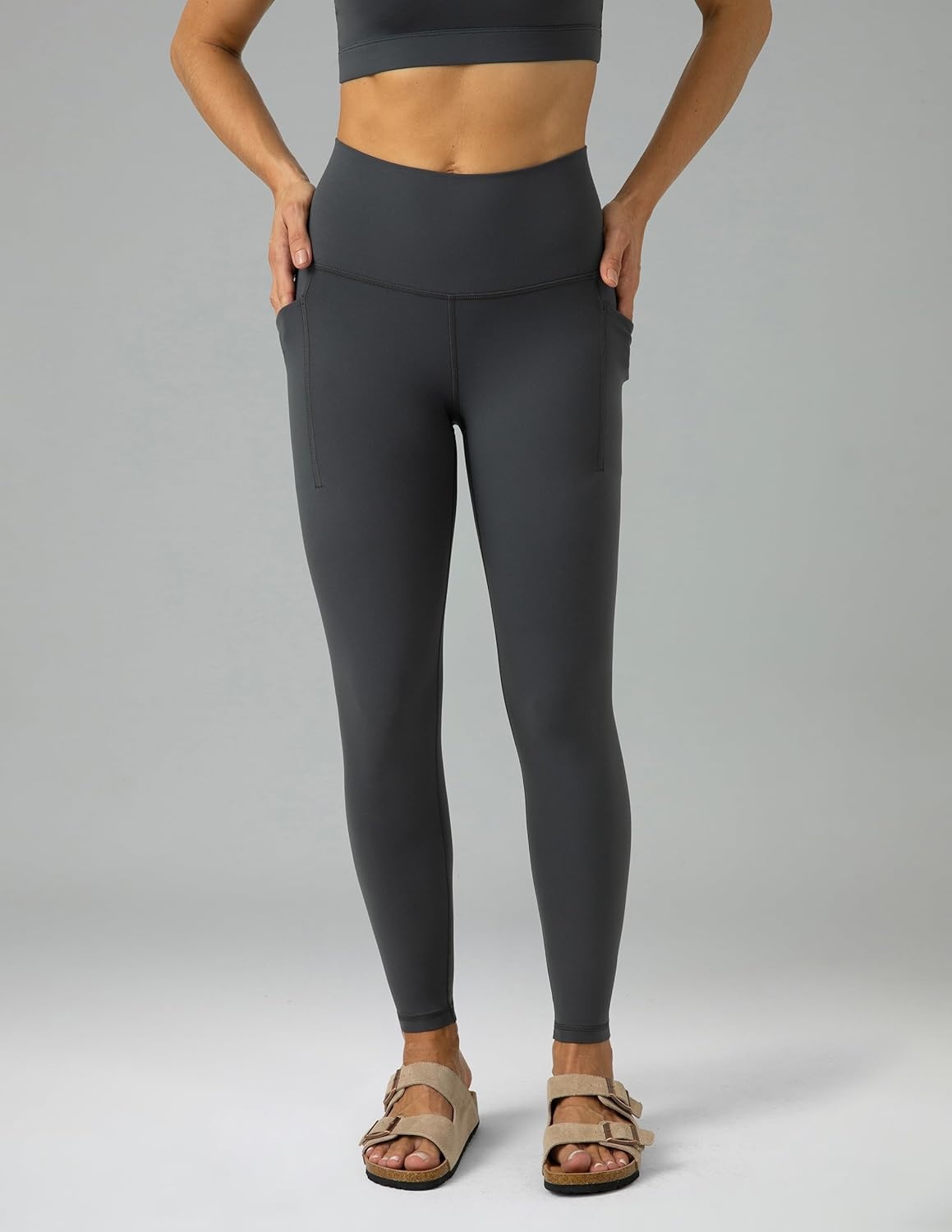 image:imageColorfulkoala Womens Dreamlux High Waisted Workout Leggings 25 28 Inseam Yoga Pants with PocketsDark Carbon