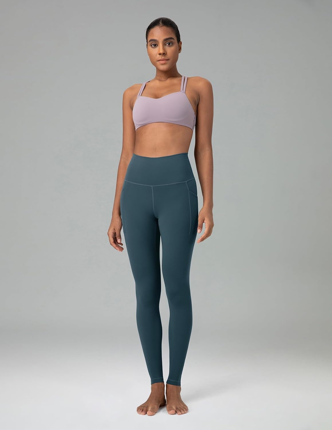 image:imageColorfulkoala Womens Dreamlux High Waisted Workout Leggings 25 28 Inseam Yoga Pants with PocketsDark Jasper