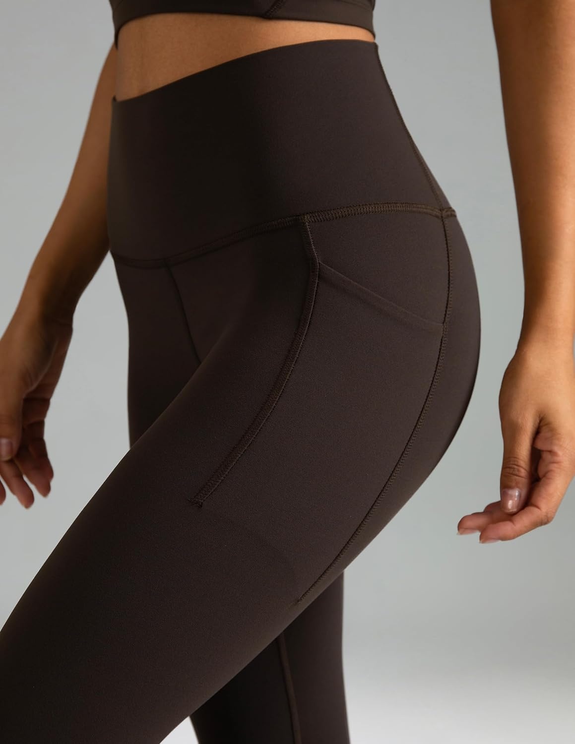 image:imageColorfulkoala Womens Dreamlux High Waisted Workout Leggings 25 28 Inseam Yoga Pants with PocketsEspresso