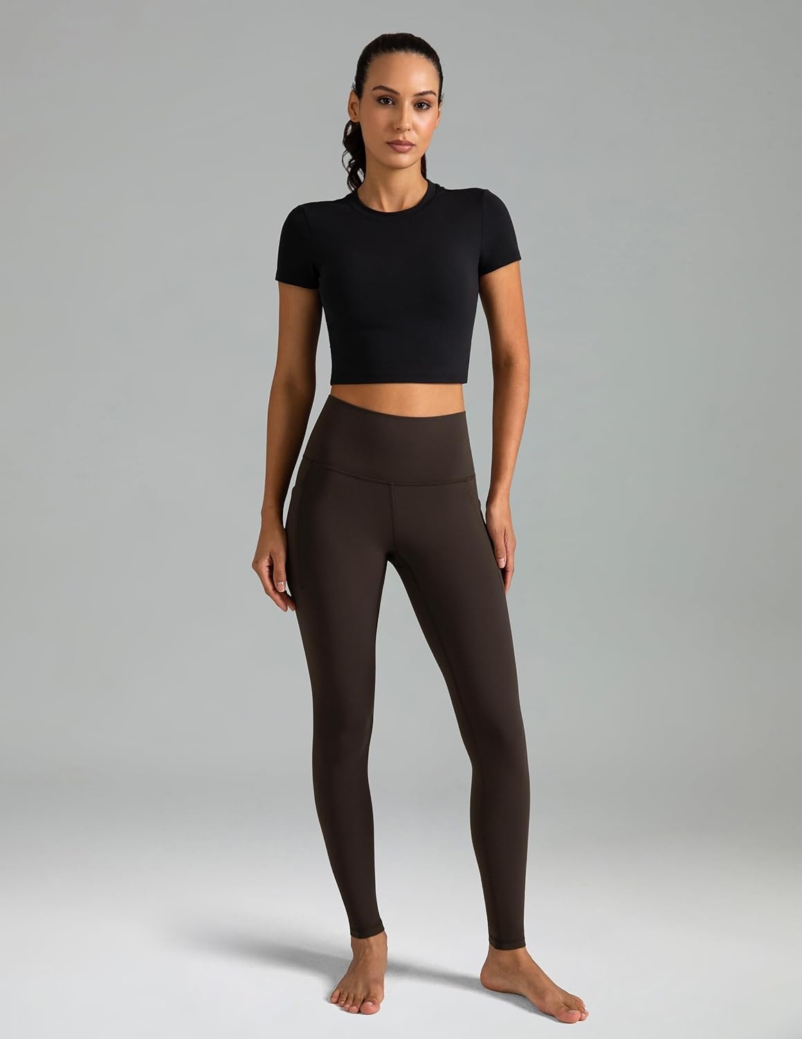 image:imageColorfulkoala Womens Dreamlux High Waisted Workout Leggings 25 28 Inseam Yoga Pants with PocketsEspresso