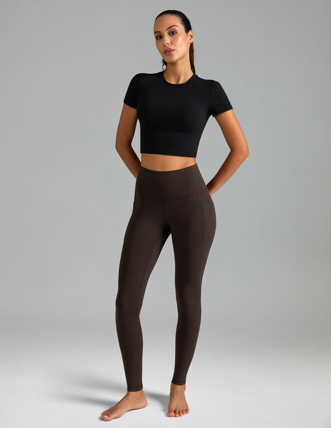 image:imageColorfulkoala Womens Dreamlux High Waisted Workout Leggings 25 28 Inseam Yoga Pants with PocketsEspresso