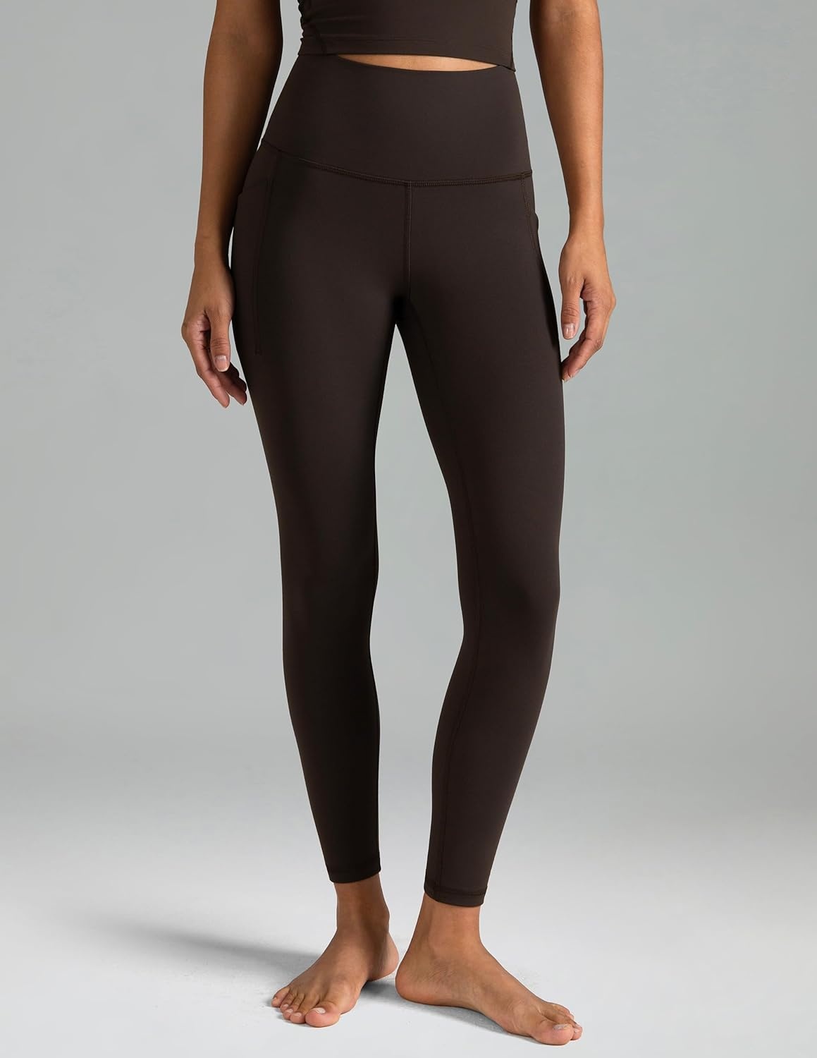 image:imageColorfulkoala Womens Dreamlux High Waisted Workout Leggings 25 28 Inseam Yoga Pants with PocketsEspresso