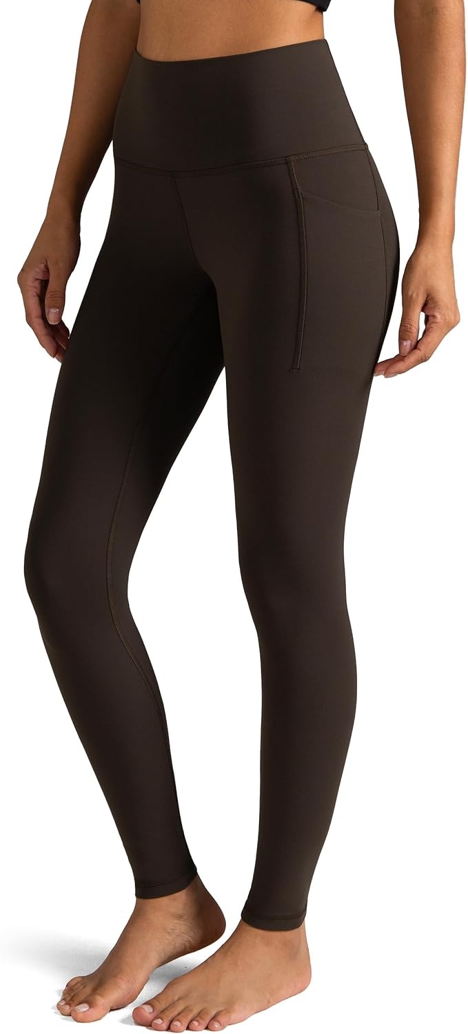 image:imageColorfulkoala Womens Dreamlux High Waisted Workout Leggings 25 28 Inseam Yoga Pants with PocketsEspresso