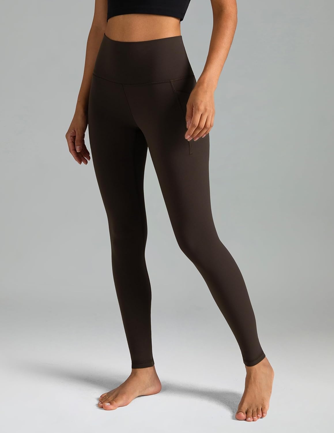 image:imageColorfulkoala Womens Dreamlux High Waisted Workout Leggings 25 28 Inseam Yoga Pants with PocketsEspresso