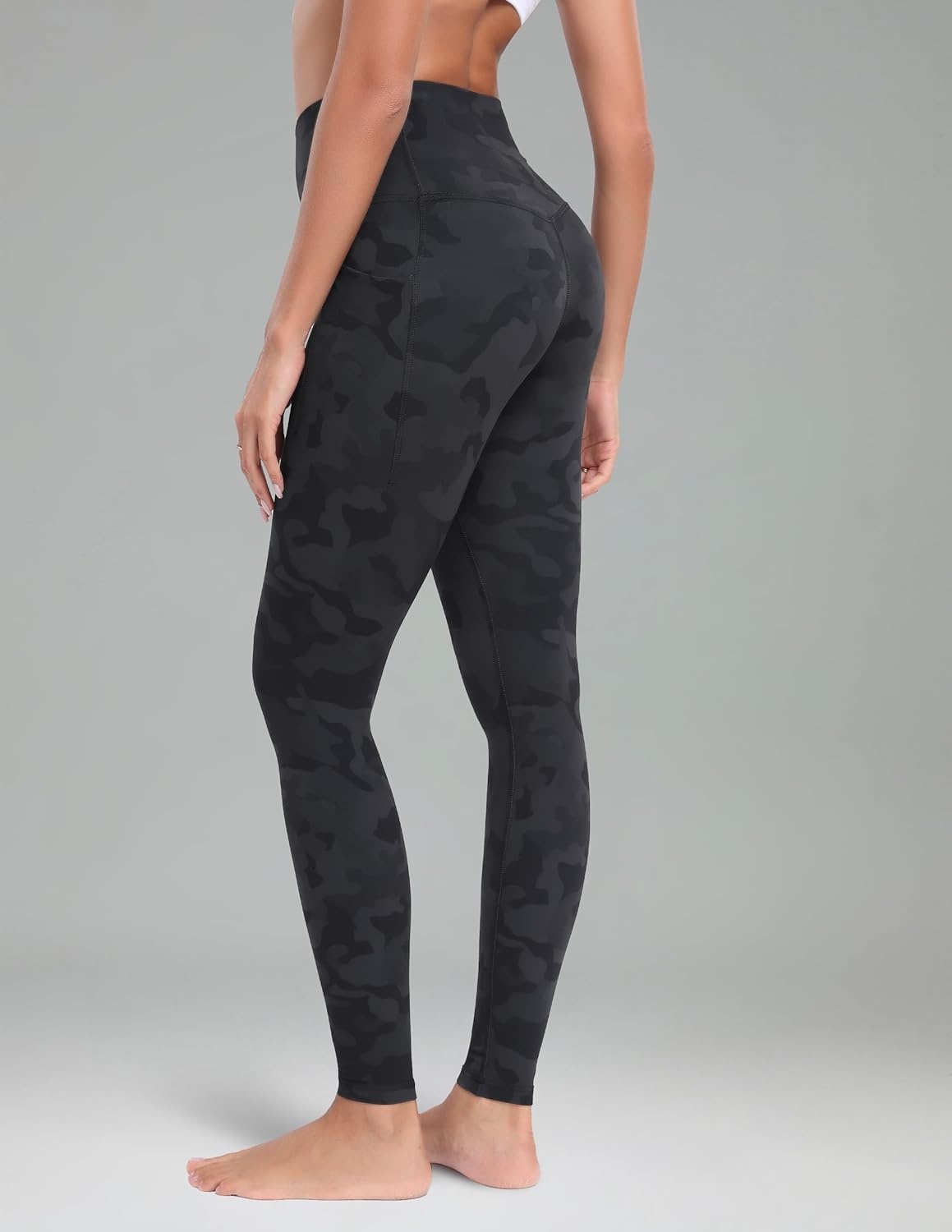image:imageColorfulkoala Womens Dreamlux High Waisted Workout Leggings 25 28 Inseam Yoga Pants with PocketsGrey Camouflage