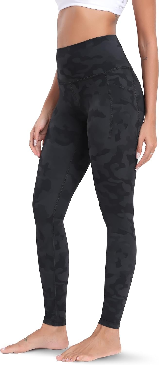 image:imageColorfulkoala Womens Dreamlux High Waisted Workout Leggings 25 28 Inseam Yoga Pants with PocketsGrey Camouflage